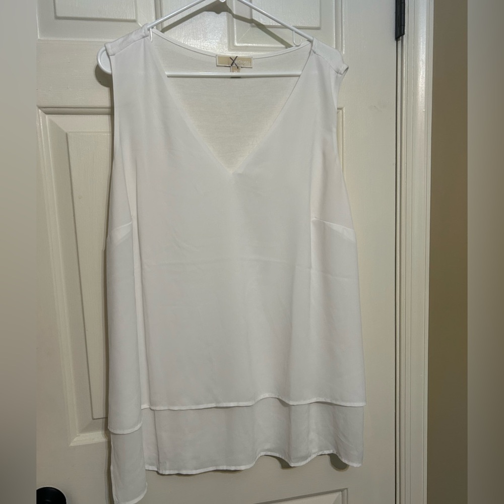 Michael kors white chiffon tank top plus size 2x